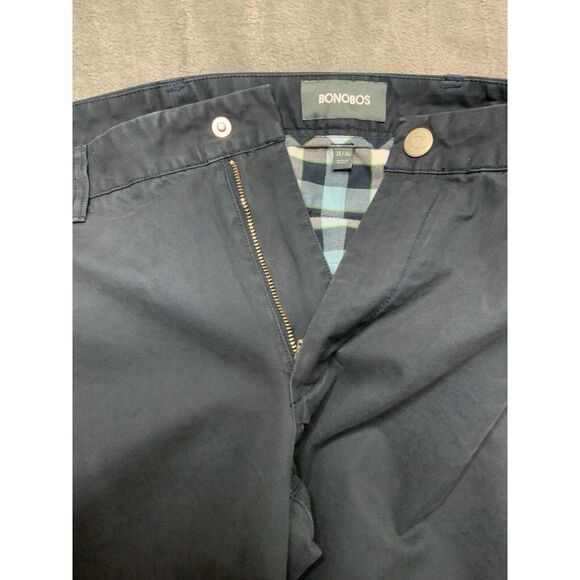 Bonobos Pants Men's 35x34 Blue Plaid Lined Pockets Washed Chinos Cotton Zipfly - Picture 6 of 14
